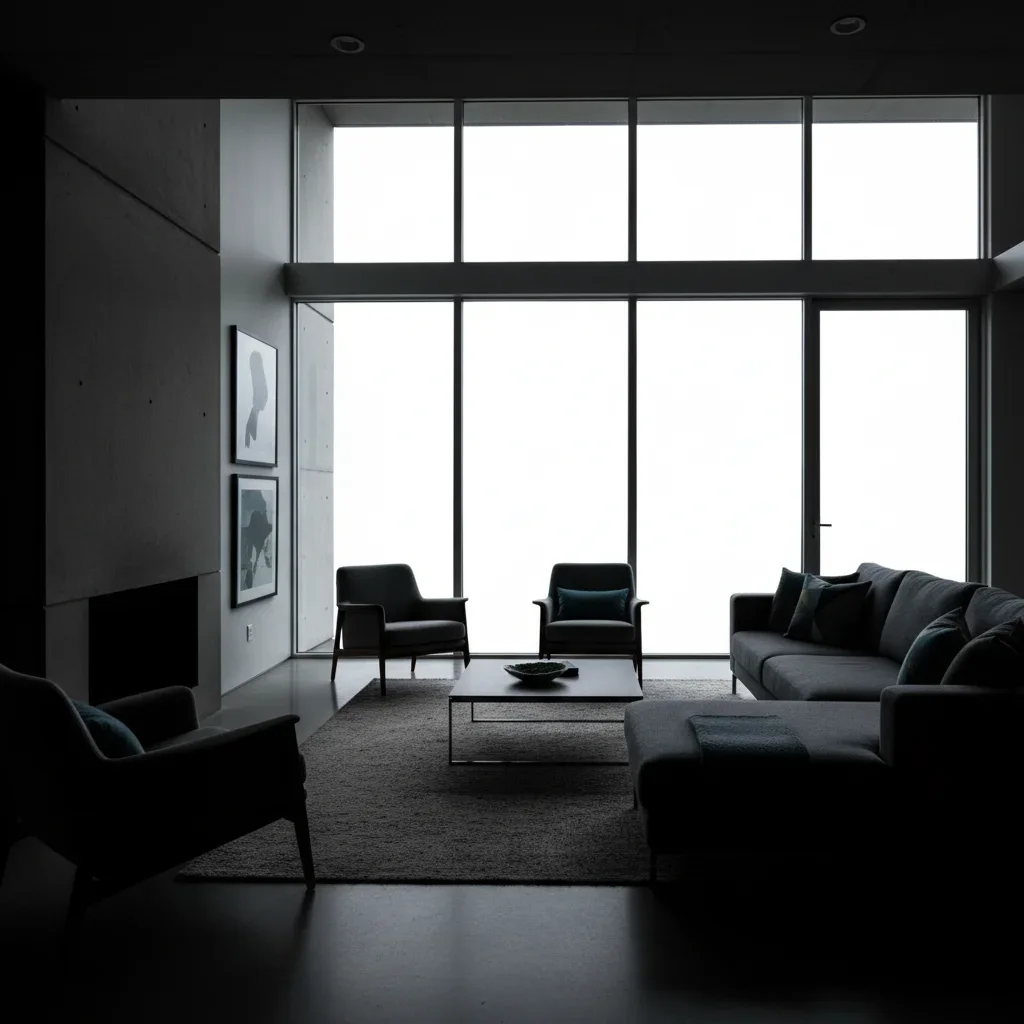 Living room with bright interior and visible window view before