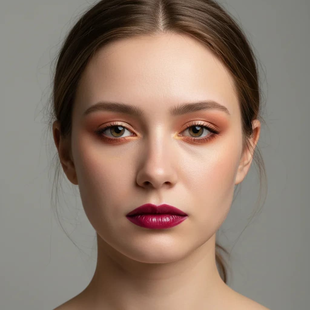 Bold editorial makeup look generated with AI after