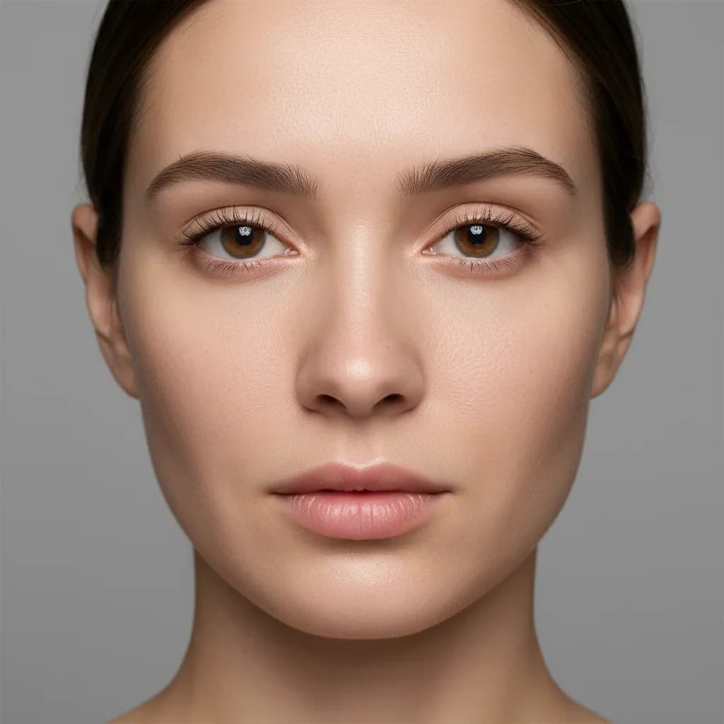 Before and after of a portrait with natural digital makeup before