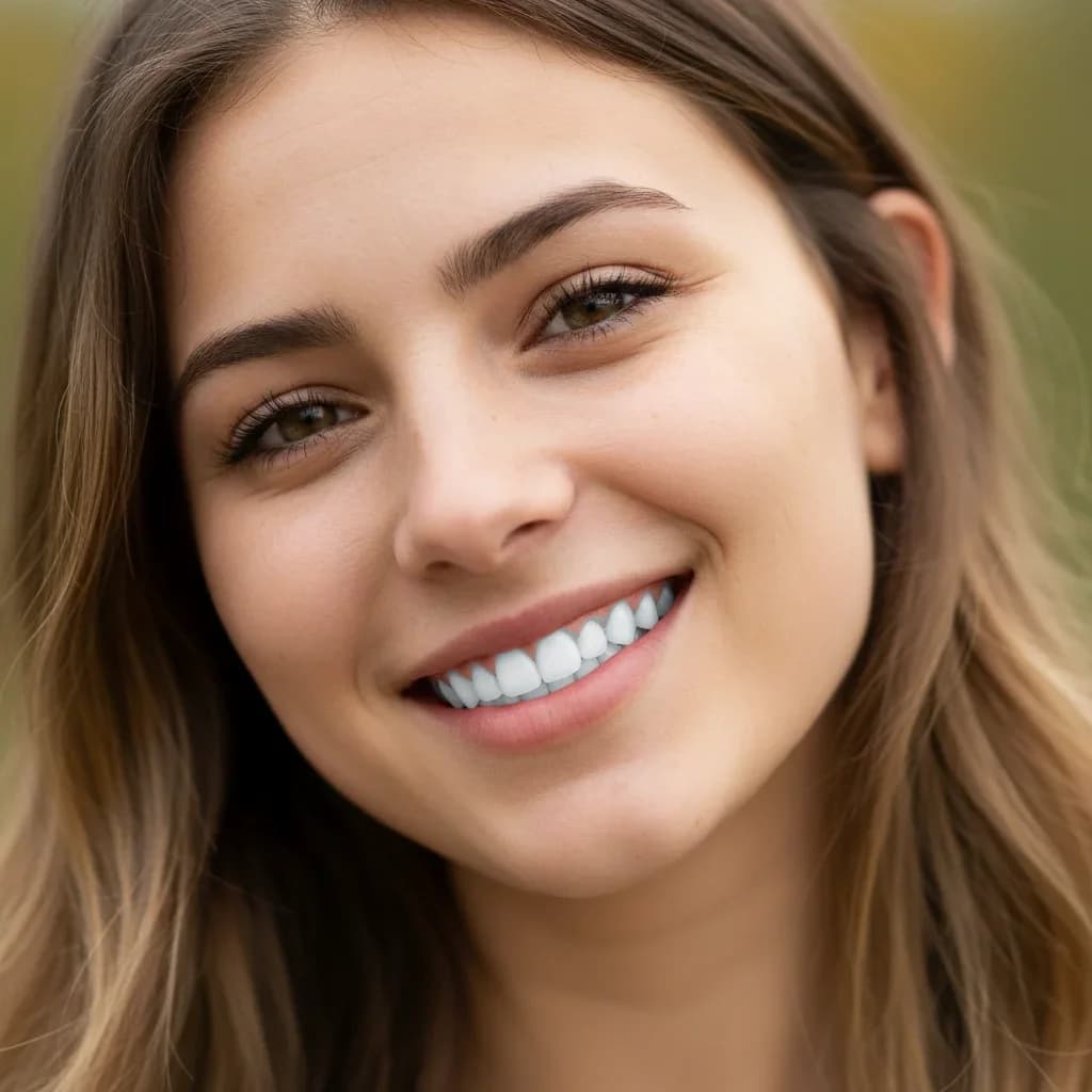 Dental marketing photo showcasing bright, natural teeth after