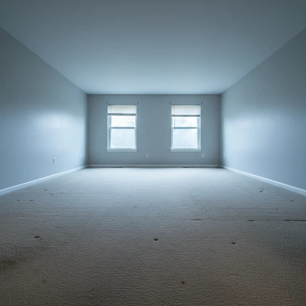 Empty living room virtually staged with modern furniture before